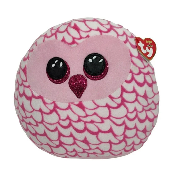 Ty Beanie Squish a Boos Owl Pinky Stuffed Animal Plush Toy Pink FLAW 8 in - Picture 1 of 9